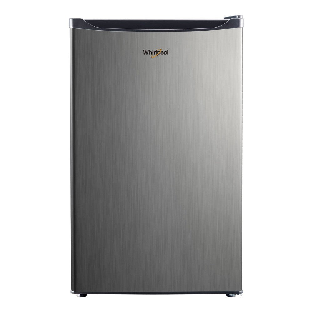 Whirlpool 4.3 Cu Ft Mini Refrigerator Stainless Steel WH43S1E: Compact Dorm Fridge, Energy Star, Reversible Door, 2 Shelves - Bellso